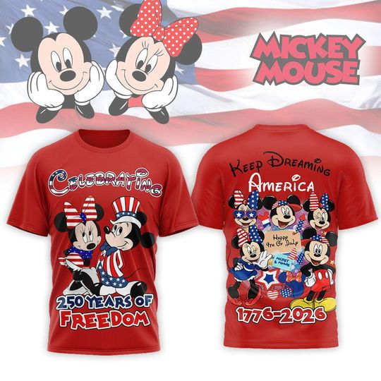 Discover Mickey & Minnie 4th of July Shirt, Disney Mickey Minnie Celebrating America Patriotic Tee, Disneyland Keep Dreaming America Unisex T-Sh