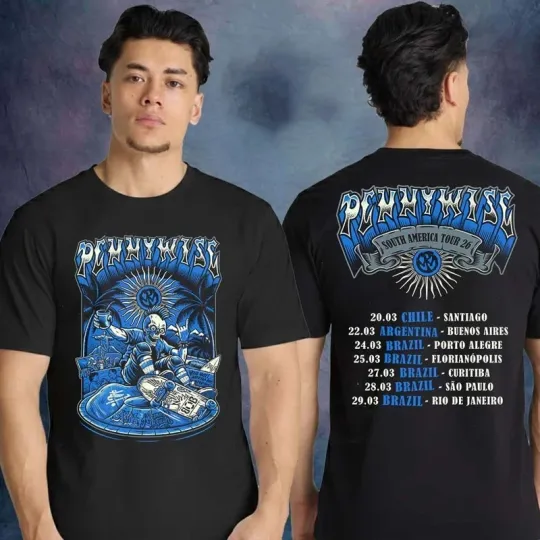 Discover New Pennywise Latin American Tour 2026 Date 2 side T Shirt VK10989