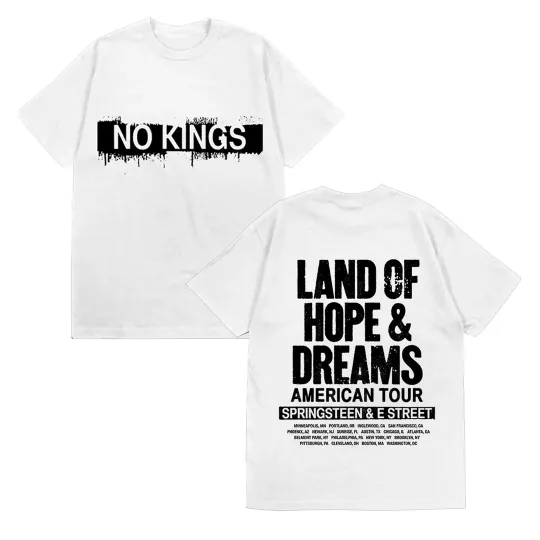 Discover Bruce Springsteen 2026 Land Of Hope & Dreams American Tour "No Kings" T-Shirt