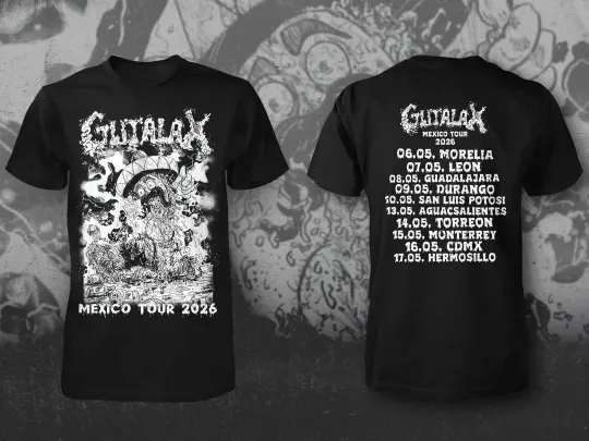 Discover Gutalax Mexico Tour 2026 T-Shirt - Official Goregrind Band Merch Black T-Shirt