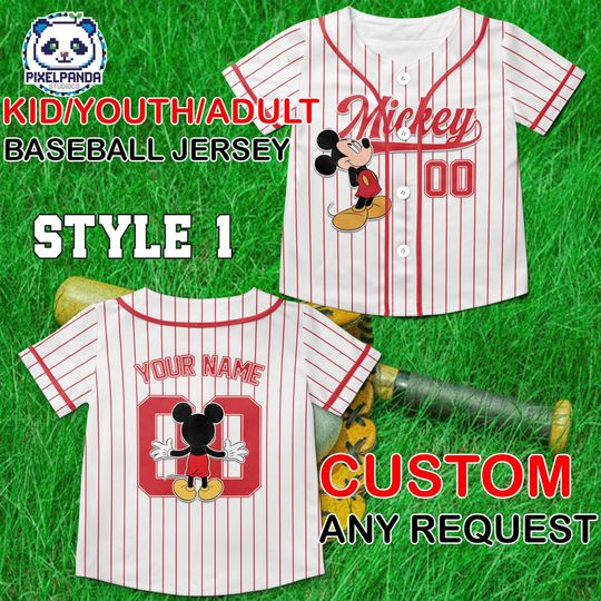 Discover Custom Mickey Disney Baseball Jersey, Personalized Name Number Shirt, Kids Youth Adult Disney Family Trip Vacation Outfit