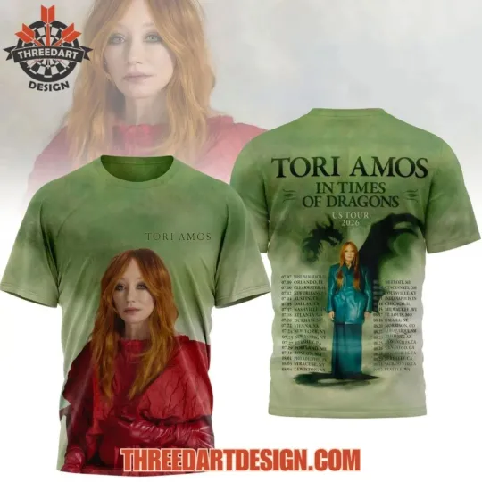 Discover Tori Amos In Times Of Dragons US Tour 2026 3D T-Shirt Full Size PP2909