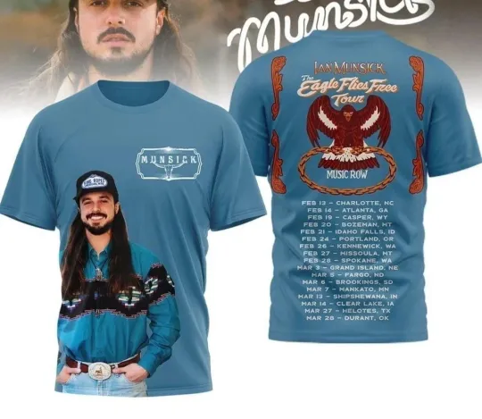 Discover Ian Munsick 2026 World Tour Indie Rock Concert Graphic Fan 3D T-Shirt PP2908