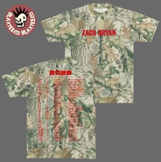 Discover Zach Bryan Tour With Heaven On Top Tour 2026 Merch Camo 3D T-Shirt