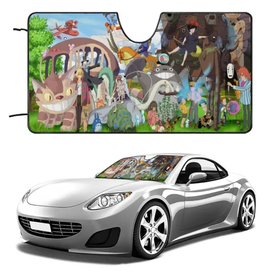 Discover Hayao Miyazaki Car Windshield Sun Shade for SUV Car Truck Front Window