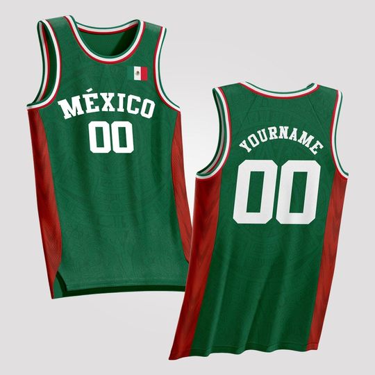 Discover Mexico Basketball Jersey  Custom Name & Number | Green Red Sports Jersey Unisex Fan Outfit