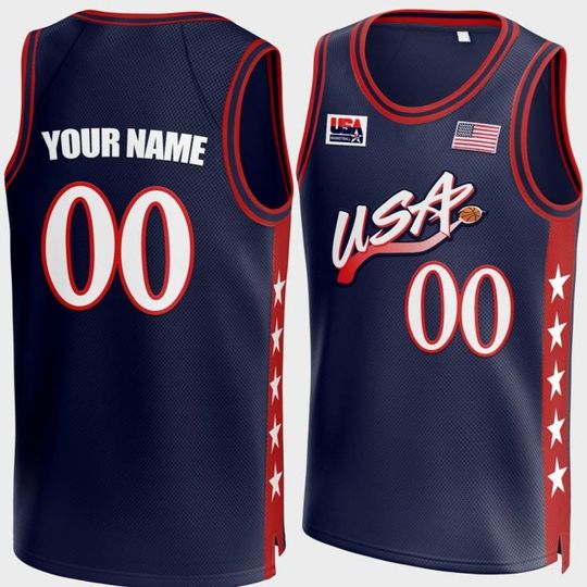 Discover USA Dream Team Basketball Jersey, Custom Name Number Navy USA Fan Jersey, Personalized American Sports Shirt , Gift For Him