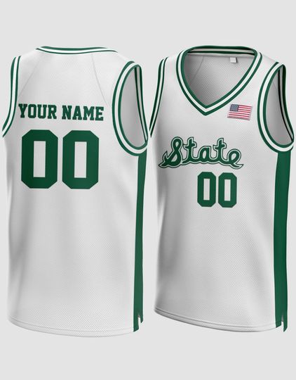 Discover Custom Green White Basketball Jersey, Personalized Name Number Mesh Jersey, College Style Sports Jersey, Unisex Fan Gift