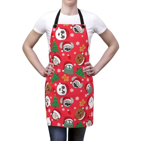 Discover We Bare Bears Christmas Apron, Grizzly Panda Ice Bear Apron, Merry Christmas Gift, Baking Gift, Baking For Her For Him