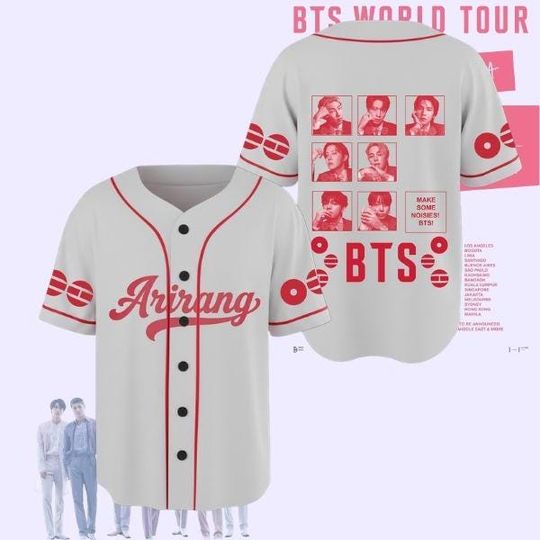 Discover BTS Arirang Baseball Jersey, Kpop World Tour Shirt, Bangtan Photo Jersey, ARMY Fan Merch