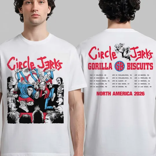 Discover Circle Jerks With Gorilla Biscuits North America Tour 2026 Merch With  T-Shirt