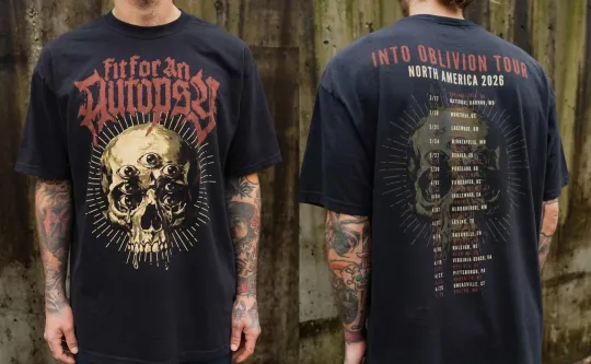 Discover Fit For An Autopsy Into Oblivion Tour North America 2026 T-Shirt C014