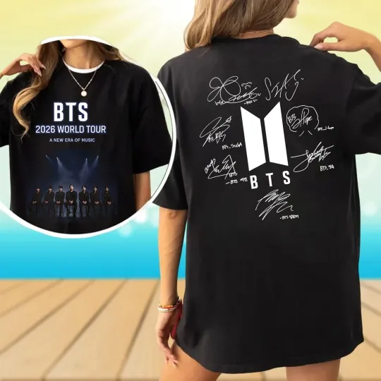 BT21 2026 World Tour T-Shirt, Kpop Boys Band Concert Graphic TShirt
