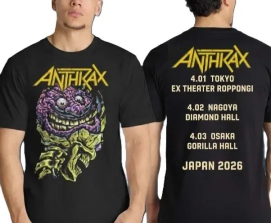 Discover Anthrax Merch Japan Tour 2026 Brain Buster With Tour T-Shirt All Size