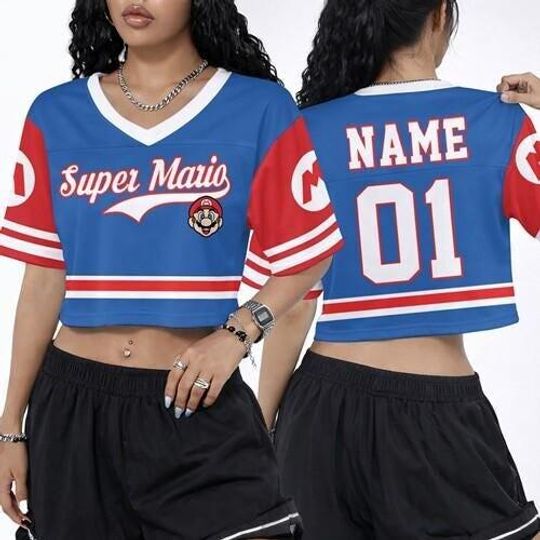 Discover Super Mario Croptop Football Jersey Shirt, Epic Universe Mario Jersey Shirt, Mario Galaxy Movie Shirt, Disneyland Mario Group Matching Tee