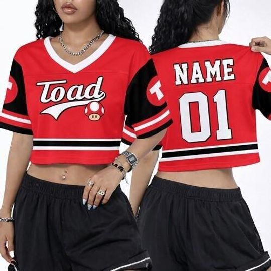 Discover Super Mario Croptop Football Jersey, Disneyland Toad Football Jersey, Mario Galaxy Movie Shirt, Disneyland Epic Universe Mario Group Shirt