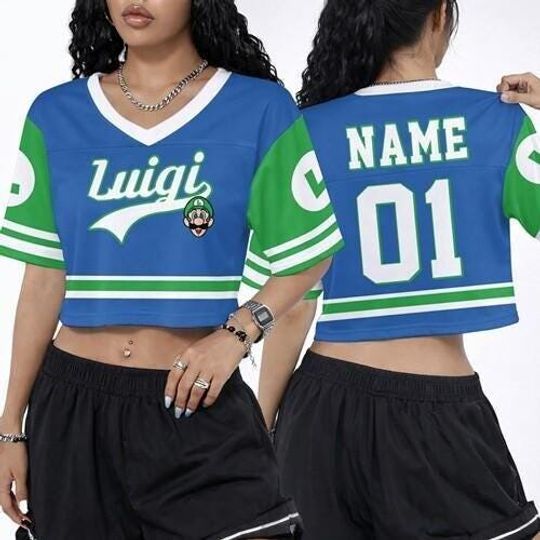 Discover Super Mario Croptop Football Jersey, Disneyland Luigi Football Jersey, Mario Galaxy Movie Shirt, Epic Universe Mario Group Shirt