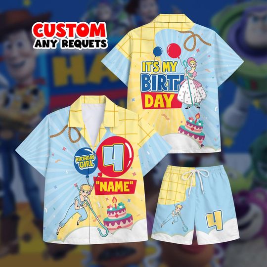 Discover Birthday Girl Outfit Toy Story Hawaiian Shirt Set Jessie Custom Name Age Shirt And Shorts Kids Birthday Gift Personalized