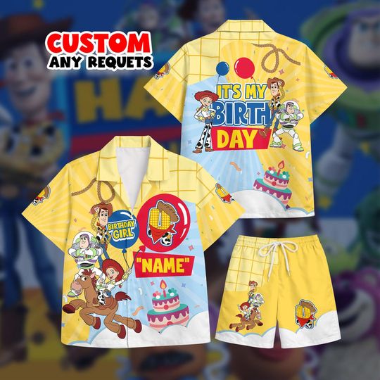 Discover Toy Story Outfit Hawaiian Shirt Set Woody Buzz Jessie Birthday Girl Custom Name Age Shirt And Shorts Kids Personalized Outfit