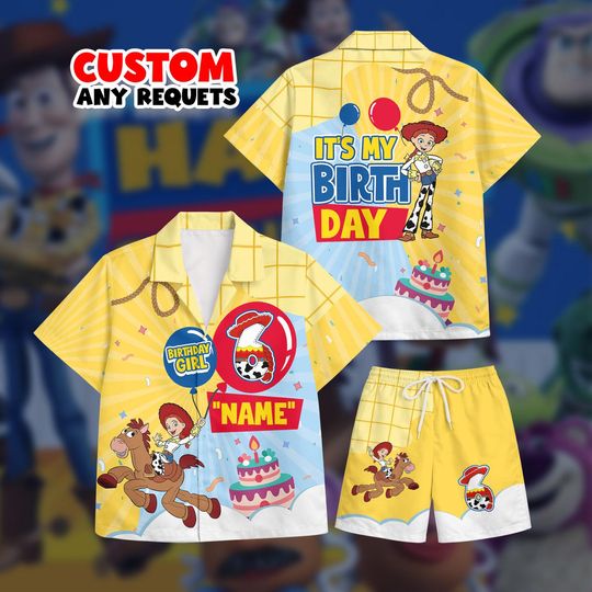 Discover Birthday Girl Outfit Toy Story Hawaiian Shirt Set Jessie Cowgirl Custom Name Age Shirt And Shorts Kids Birthday Gift