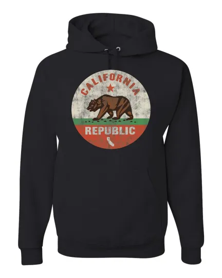 Discover California Republic Distressed Circle Flag Hoodie