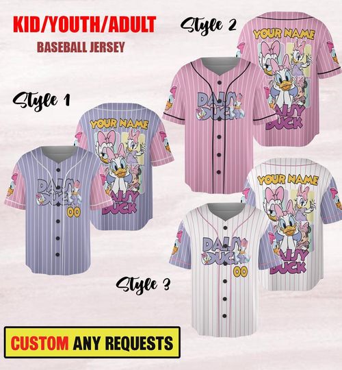 Discover Personalize Daisy Duck Women Baseball Jersey, Baseball Team Jersey, Magic Kingdom Vacation