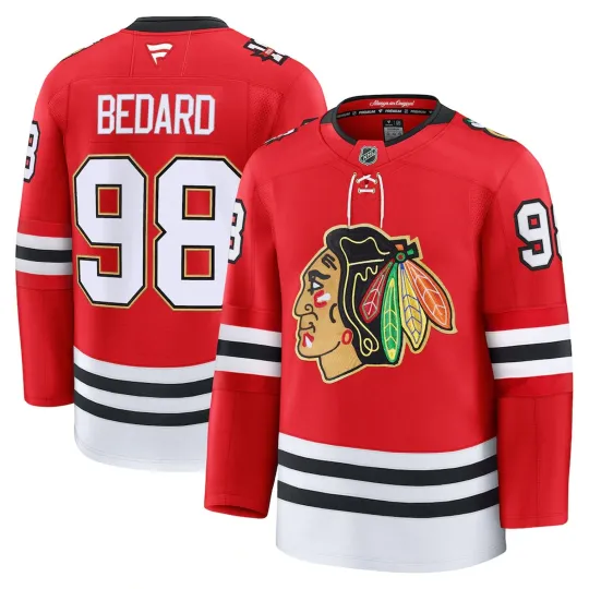 Discover Men's Chicago Blackhawks Connor Bedard Red Centennial Premium Stitched!!!