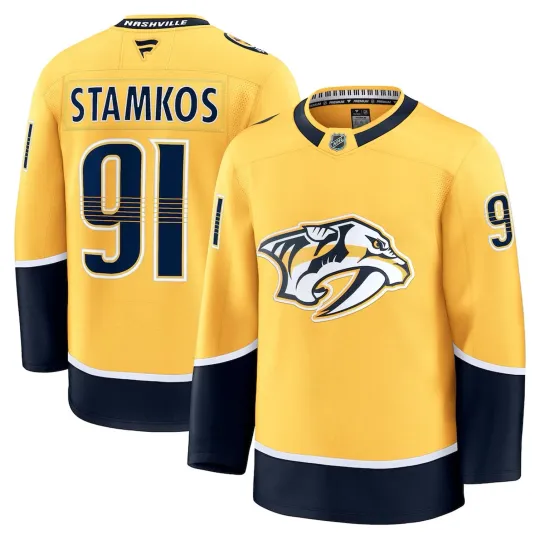 Discover Men's Nashville Predators Steven Stamkos Gold Home Premium - stitched!!!