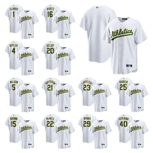 Discover Men's/Youth Athleticss White Home Replica Player Baseball Printed Jersey