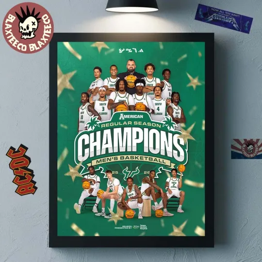 Discover South Florida Team B*ulls Men’s Basketball 2025 2026 ACC Champions Poster