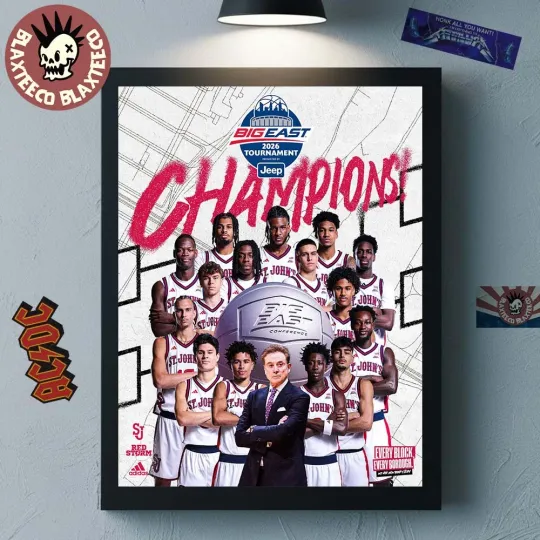Discover St J0hn’s Team Red S*torm Men’s Basketball Back To Back 2026 Champions Poster