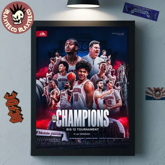 Discover Ar!zona Team W!ldcats Men’s Basketball 2026 Big 12 Tournament Champions Poster