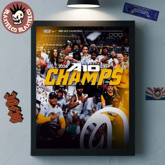 Discover Team R*ams Men’s Basketball 2026 Atlantic 10 Tournament Champions Poster