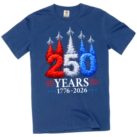 Fourth of July Jet Flyover 1776-2026 T-Shirt Patriotic USA Tee