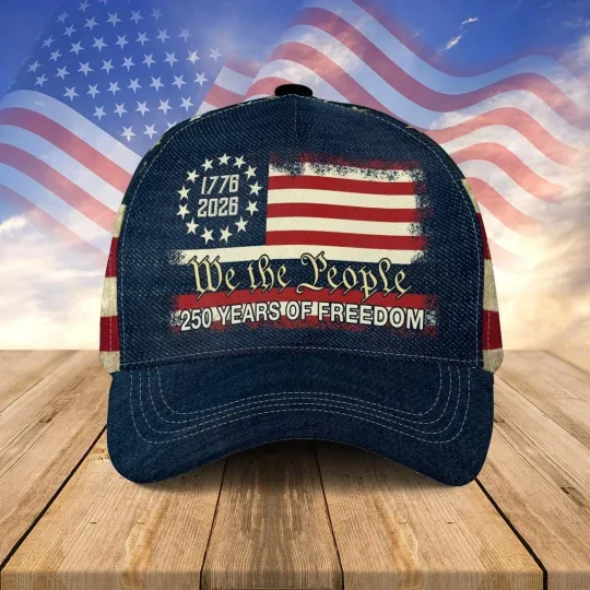 Printed America 250th Anniversary 3D Baseball Cap with USA Flag Design