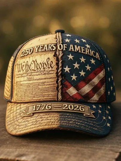 Discover America 250th Anniversary 3D Print Baseball Cap - 4th of July Patriotic Gift