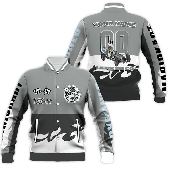 Custom Dry Bones Kart Baseball Jacket, Super Mario Jacket, Mario Birthday Boy Shirt, Yoshi Luigi Peach Toad Birthday Jacket Gift