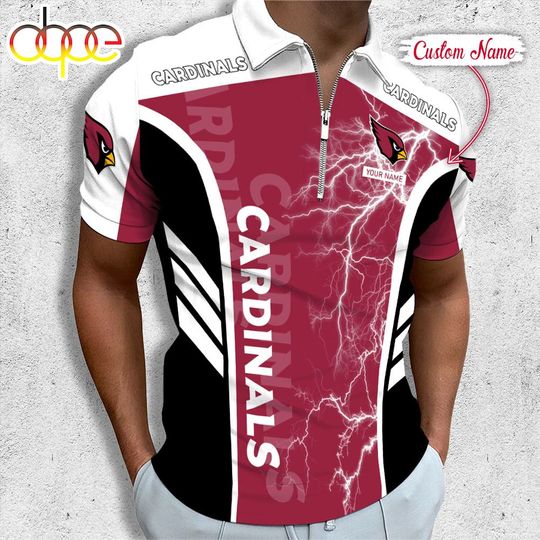 Personalized Arizonna Cardinals Football Zipper Polo Shirt