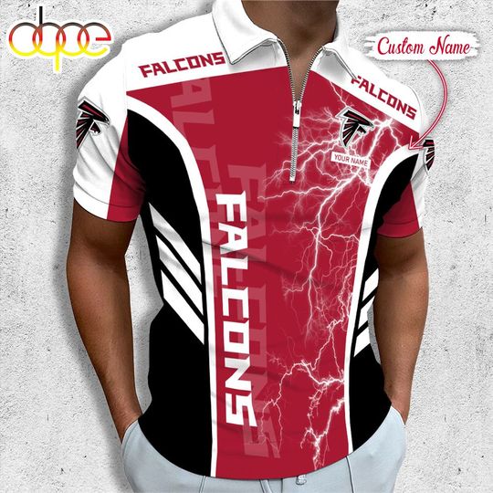 Personalized Atlanta Falcons Football Zipper Polo Shirt