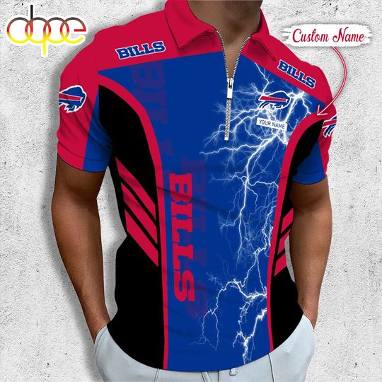 Personalized Buffalo Bills Football Zipper Polo Shirt