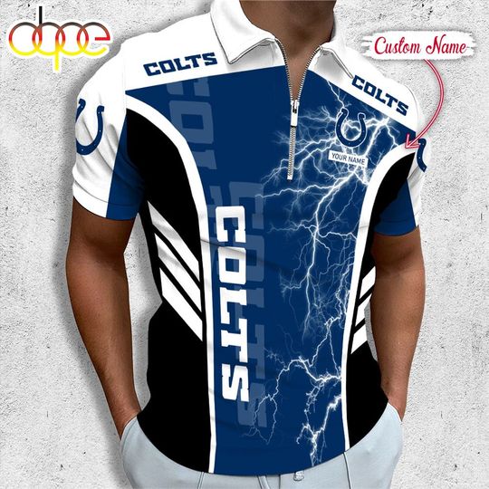 Personalized Indianapolis Colts Football Zipper Polo Shirt