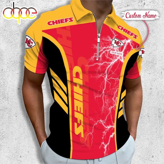 Personalized Kansas City Chiefs Football Zipper Polo Shirt