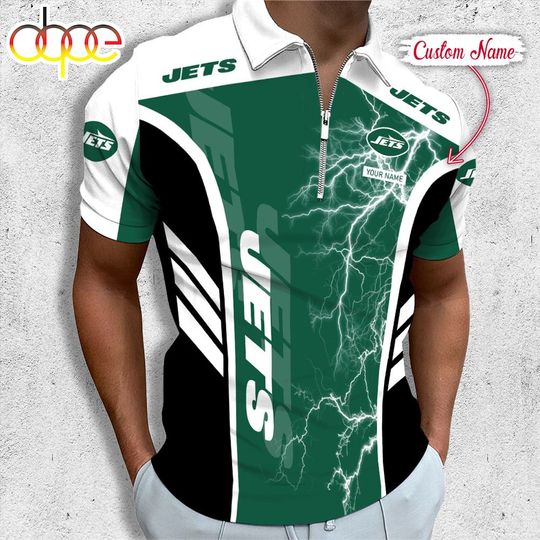 Personalized New York Jets Football Zipper Polo Shirt