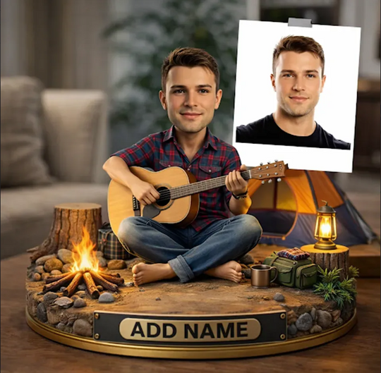 Custom Face Guitar Lover Shaped Acrylic Plaque, Gift For Him