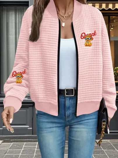Waffle Bomber Jacket with Duck Pattern