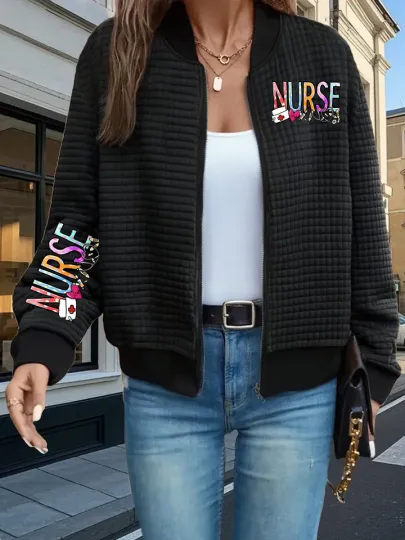 Nurse Life Waffle Bomber Jacket