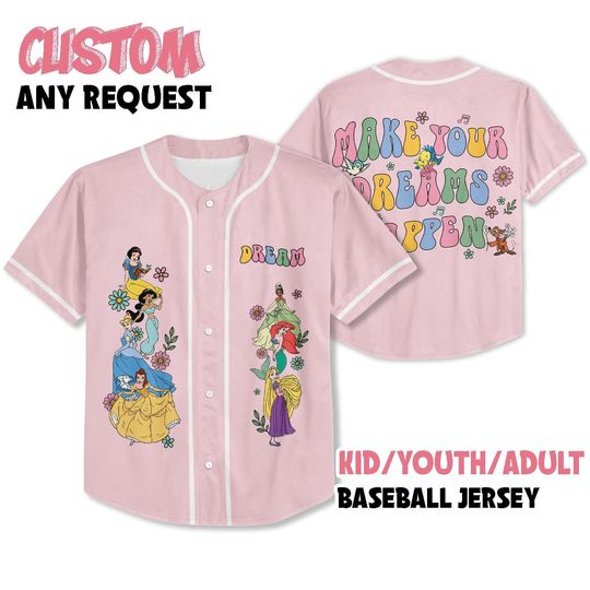 Discover Princess Baseball Jersey, Princess Jersey Kids, Youth, and Adults, Family Matching Outfit, WDW Vacation
