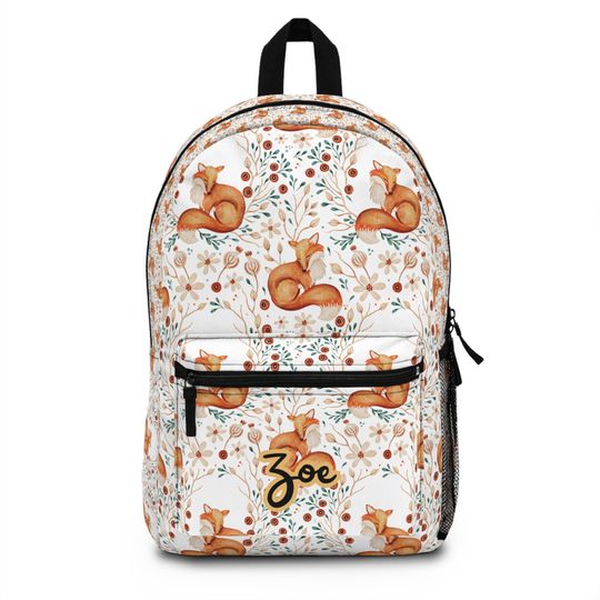 Discover Fox backpack , cute fox pattern Backpack ,back to school, Pre-k Grad school,high school, Personalized backpack, wildlife bag