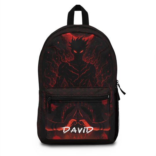 Discover Neon Curse King Anime Backpack | Anime Style Black and Red Bag for JJK Fans, Teens, Cosplayers & Students | Cool Manga Gift back to school