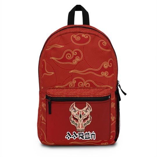 Discover Custom Red Japanese Pattern Backpack | School Bag for Kids, Teens, Anime Lovers | Unique Gift, Cosplay Style Bag | Personalized backpack